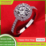 Tibetan Silver CZ Zircon Rings for Women Bride Wedding