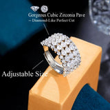 CWWZircons 5 Layers CZ Paved Adjustable Tennis Ring Wedding Party Gift R274