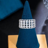CWWZircons 5 Layers CZ Paved Adjustable Tennis Ring Wedding Party Gift R274
