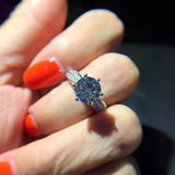 Tibetan Silver Rings for Women 2ct Zircon CZ Wedding Band