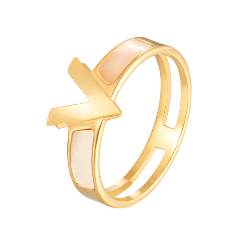 Vintage Shell V Ring Stainless Steel Titanium Engagement Wedding Rings