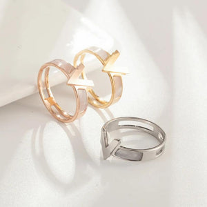 Vintage Shell V Ring Stainless Steel Titanium Engagement Wedding Rings