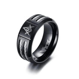 MasonicMan Stainless Steel Cable Inlay Ring Vintage Jewelry