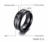 MasonicMan Stainless Steel Cable Inlay Ring Vintage Jewelry