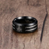 MasonicMan Stainless Steel Cable Inlay Ring Vintage Jewelry
