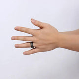 MasonicMan Stainless Steel Cable Inlay Ring Vintage Jewelry