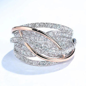 Two-tone Rings for Women Silver/Rose Wedding Party Ladies Rings