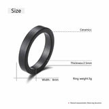Frosted Ceramic Women's Ring 4mm - Classic Jewelry