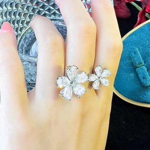 CWWZircons Flower Adjustable Cuff Ring for Women R256