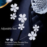 CWWZircons Flower Adjustable Cuff Ring for Women R256