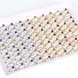 10Pcs Mix Style Zircon Stainless Steel Love Rings Women Wedding Engagement
