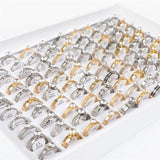 10Pcs Mix Style Zircon Stainless Steel Love Rings Women Wedding Engagement