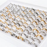 10Pcs Mix Style Zircon Stainless Steel Love Rings Women Wedding Engagement