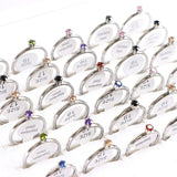 10Pcs Mix Style Zircon Stainless Steel Love Rings Women Wedding Engagement