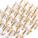 10Pcs Mix Style Zircon Stainless Steel Love Rings Women Wedding Engagement