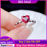 Tibetan Silver Ruby Love Ring Resizable Party Jewelry Engagement Gift