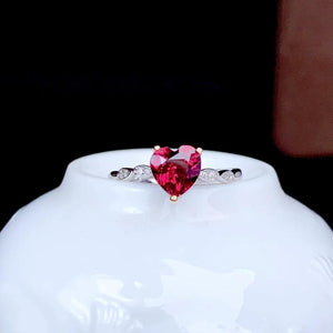 Tibetan Silver Ruby Love Ring Resizable Party Jewelry Engagement Gift