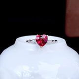Tibetan Silver Ruby Love Ring Resizable Party Jewelry Engagement Gift