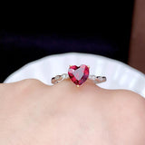 Tibetan Silver Ruby Love Ring Resizable Party Jewelry Engagement Gift