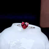Tibetan Silver Ruby Love Ring Resizable Party Jewelry Engagement Gift