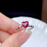 Tibetan Silver Ruby Love Ring Resizable Party Jewelry Engagement Gift