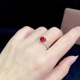 Tibetan Silver Ruby Love Ring Resizable Party Jewelry Engagement Gift