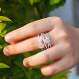 CWWZircons Geometric Cubic Zirconia Wide Open Ring for Women
