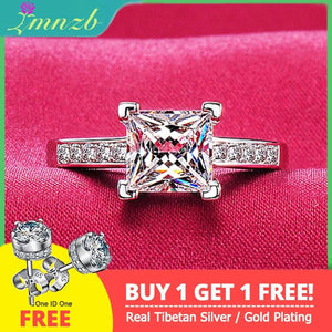 Square Crystal Zircon Rings Wedding Band Lady Accessories