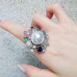 Exaggerated Freshwater Pearl Wedding Band Rings for Women