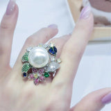 Exaggerated Freshwater Pearl Wedding Band Rings for Women