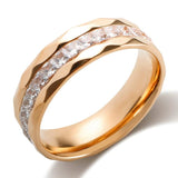 12mm Wide Crystal Stainless Steel Ring Vintage Thick CZ Finger Ring