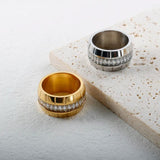 12mm Wide Crystal Stainless Steel Ring Vintage Thick CZ Finger Ring