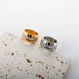 12mm Wide Crystal Stainless Steel Ring Vintage Thick CZ Finger Ring