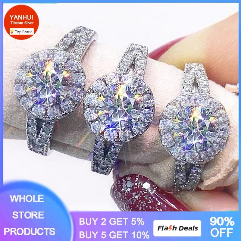 Tibetan Silver Ring Round 8mm Cubic Zircon Wedding Accessory