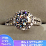 Tibetan Silver Ring Round 8mm Cubic Zircon Wedding Accessory