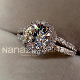 Tibetan Silver Ring Round 8mm Cubic Zircon Wedding Accessory