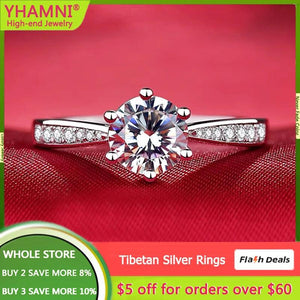 Allergy Pure Tibetan Silver Rings Round Clear Cubic Zircon Wedding Band