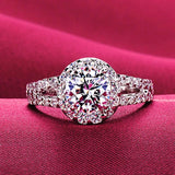 Allergy Pure Tibetan Silver Rings Round Clear Cubic Zircon Wedding Band