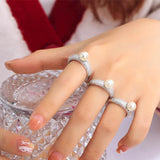 CWWZircons CZ Silver Plated Pearl Rings R270