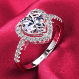 Tibetan Silver Heart Zirconia Stone Rings Wedding Jewelry