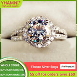 Tibetan Silver Wedding Band Ring with Cubic Zircon - Women's Jewelry