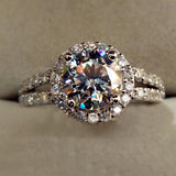 Tibetan Silver Wedding Band Ring with Cubic Zircon - Women's Jewelry