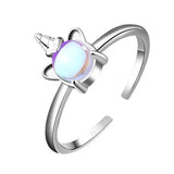 Real Tibetan Silver Unicorn Rings for Girls, Charm Jewelry