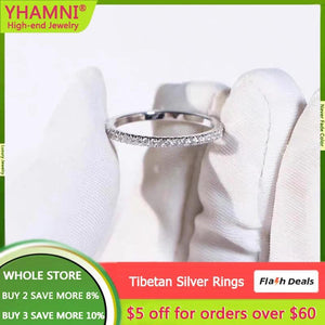 Pure Allergy Tibetan Silver Rings Women Zircon CZ Wedding Bands
