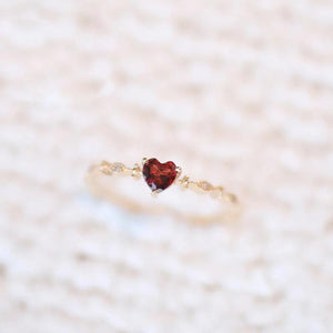 Tibetan Silver Ruby Heart Ring for Women