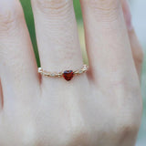 Tibetan Silver Ruby Heart Ring for Women