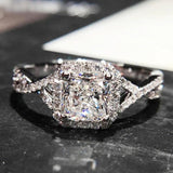 Square Zircon Ring Tibetan Silver Rings For Woman
