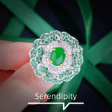 Vintage Silver Jade Big Round Ring for Women