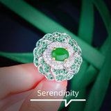 Vintage Silver Jade Big Round Ring for Women