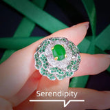 Vintage Silver Jade Big Round Ring for Women